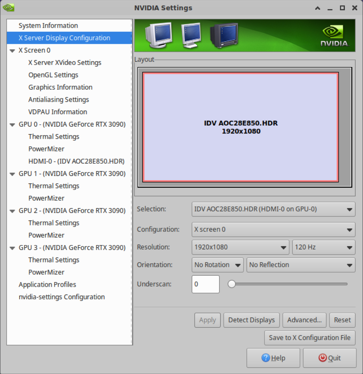 使用nvidia-settings修改分辨率以及刷新率